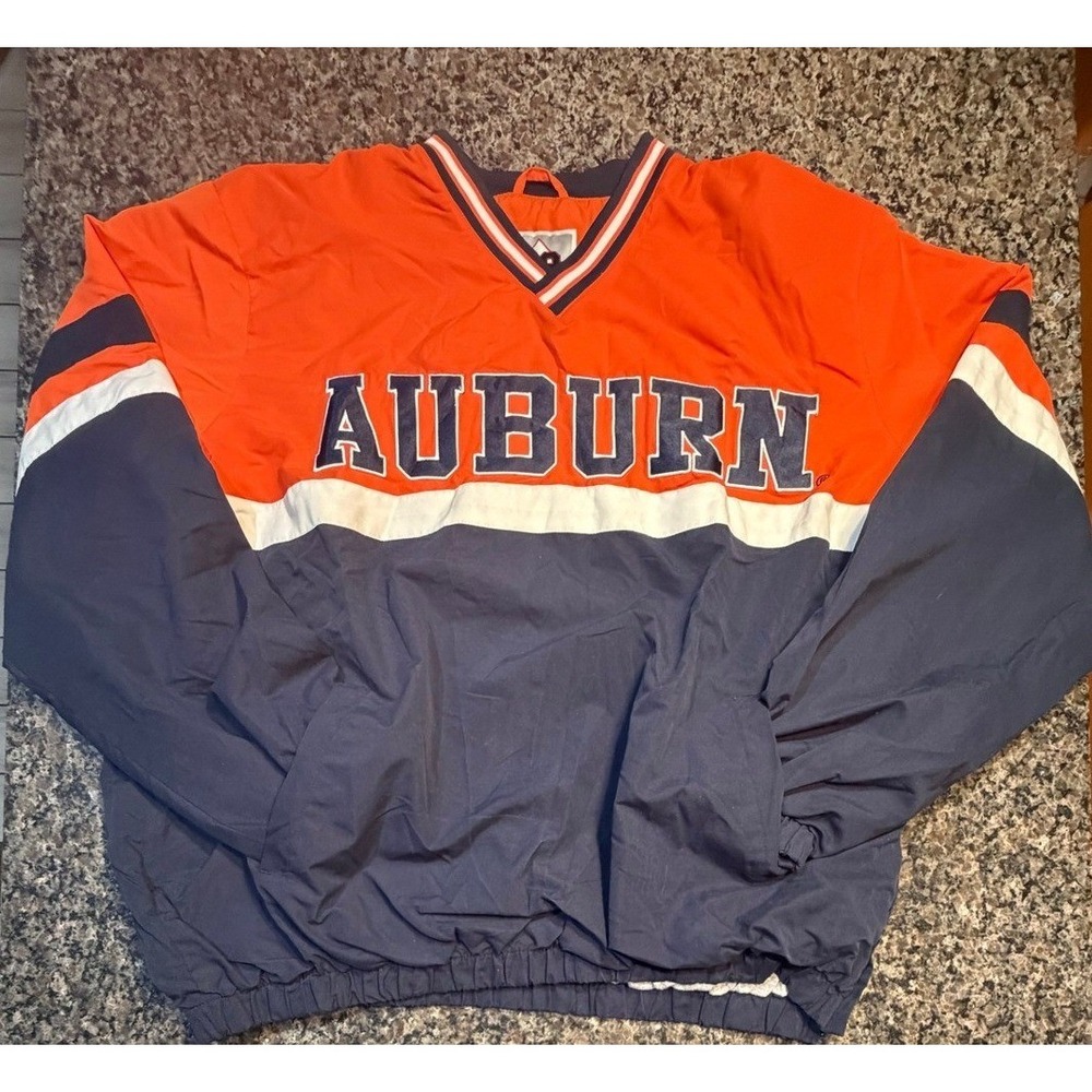 58 Sports Auburn Tigers‎ Windbreaker Pullover Jacket Mens XXL Orange Navy Blue